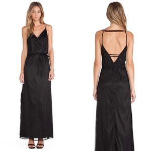 Lovers + Friends “Back in Love” Black Beaded Tie Maxi Dress